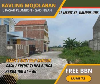 JUAL TANAH KAPLING PERUMAHAN DEKAT PALUR DEKAT KOTA SOLO