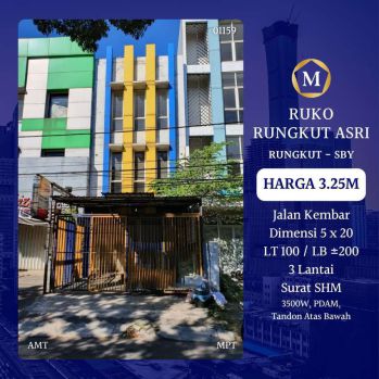 Jual Ruko Rungkut Asri Dkt Medokan Gunung Anyar Prapen Panjang Jiwo