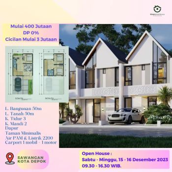 Jual Cepat Rumah Baru Siap Huni Dekat Gerbang Tol Sawangan Depok