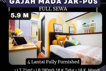 Dijual KOS KOSAN GAJAH MADA JAK-PUS 17 Kamar Full Sewa Fully Furnished 300 Meter
