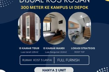 jual rumah kost dekat ui depok, 20 KAMAR HANYA 300 METER KE KAMPUS