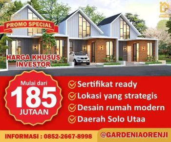 Rumah Murah di Solo Kota Cuma 185 jt untuk 3 Unit Pertama. Surakarta