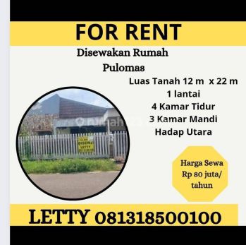Disewakan Rumah di Pulomas Jakarta Timur Rp 80 juta/ tahun Nego