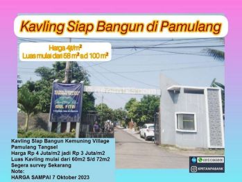 Hot Promo Kavling Tanah Pamulang Tangsel Dalam Perumahan Kemuning