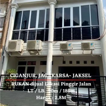 RUKAN dijual cepat lokasi pinggir jalan di Ciganjur, jagakarsa, Jaksel