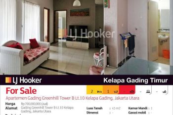 Apartemen Gading Greenhill Tower B Lt.10 Kelapa Gading, Jakarta Utara