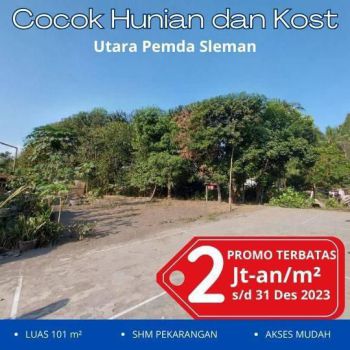 Utara Kantor PEMDA Sleman, DP Ringan, Tanah Jogja Cocok Hunian 2 Juta-an