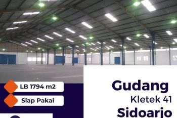 Disewakan Gudang Kletek 41 Berada di Kawasan Pergudangan Industrial di Sidoarjo