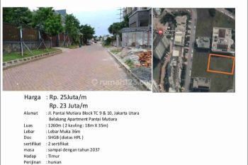 Lahan t1.2602  m2 di Pantai Mutiara Jakarta Utara