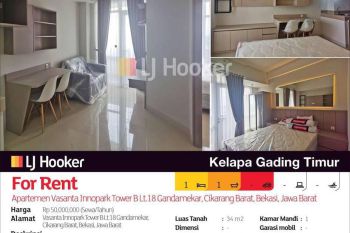 Apartemen Vasanta Innopark Tower A Lt.18 Gandamekar, Cikarang Barat, Bekasi,