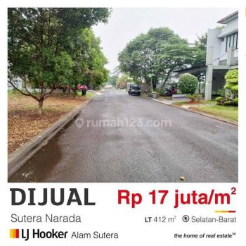 Edisi Terbatas Kavling Di Cluster Narada, Alam Sutera, Hoek, Hadap Selatan Dan