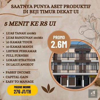 Jual Rumah Kost kampus UI Investasi menguntungkan ready stock
