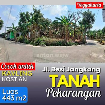 Tanah Jogja Jl.Besi Jangkang Sukoharjo Hook Lt 443 m2 lebar 15 m SHM
