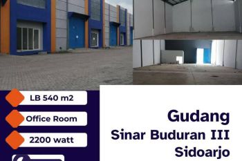 Dijual Gudang Sinar Buduran III di Kawasan Industrial Strategis di Sidoarjo –