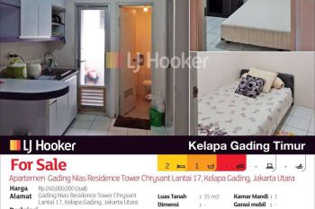 Apartemen Gading Nias Residence Tower Chrysant Lantai 17, Kelapa Gading, Jakarta