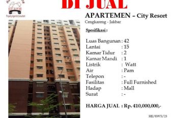 Dijual Apartemen Furnished City Resort Cengkareng Jakarta Barat