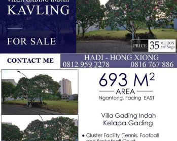 DIJUAL Kavling Villa Gading Indah-Kelapa Gading. 10 Menit ke MOI