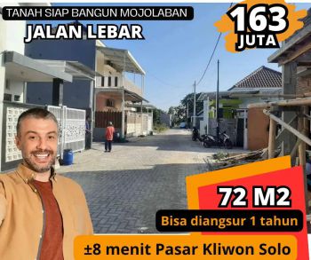 Tanah Datar siap bangun Mojolaban Sukoharjo ll angsur 1 tahun
