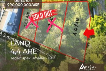Dijual Tanah Hak Milik Seluas 4,4 Are Sisa Lagi 1 Plot di Umalas Kerobokan