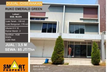 RUko Emerald Garden BSB depan UPtown mall dan Unika
