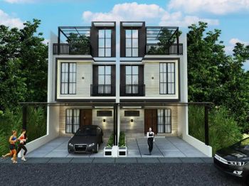 Cluster Mewah Modern 3 Lantai Rooftop Bercanopy Dijakarta Dekat Toll