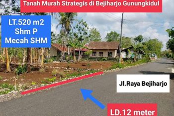 Jual Tanah Pinggir Jalan Raya Di Bejiharjo Karangmojo Gunungkidul Dekat Wisata