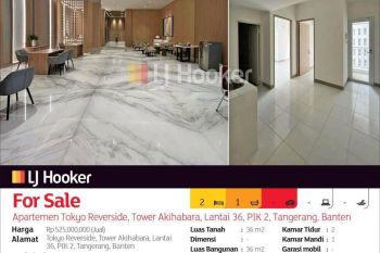 Apartemen Tokyo Reverside, Tower Akihabara, Lantai 36, PIK 2, Tangerang, Banten