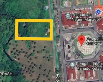 Tanah 1 H di depan pengadilan terpadu jl Adipura harga miring
