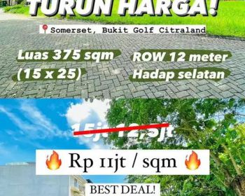 Dijual Kavling Somerset Bukit Golf Mediterania Citraland (2228)
