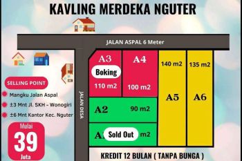 TANAH MURAH LUAS DI BARAN NGUTER SUKOHARJO