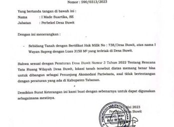 Disewakan tanah di buit 31 are SHM zona kuning