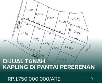 Dijual SLOT KAPLING VILLA dkt ke Pantai Pererenan
