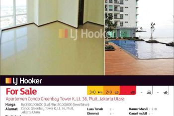Apartemen Condo Greenbay Tower K, Lt. 36, Pluit, Jakarta Utara