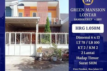 Rumah Green Mansion Lontar Sambikerep Surabaya Barat SHM dkt Bukit Palma
