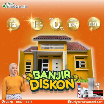 RUMAH BANJIR DISKON DP 0%