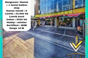 Dijual ruko 3 lantai pinggir jalan strategis.