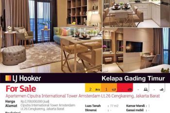 Apartemen Ciputra International Tower Amsterdam Lt.26 Cengkareng, Jakarta Barat