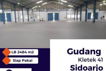 Disewakan Gudang Kletek 41 Berada di Kawasan Pergudangan Industrial di Sidoarjo