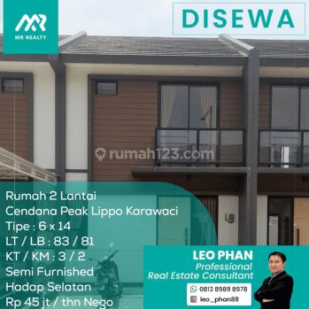 Rumah 2 Lantai Cendana Peak Lippo Karawaci, Tiep 6x14, Lt lb 83 81 M2, Semi