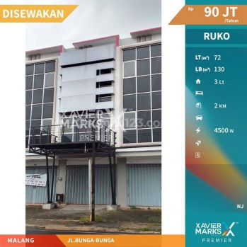 Ruko 3 Lantai Jalan Bunga bunga Soekarno Hatta Malang