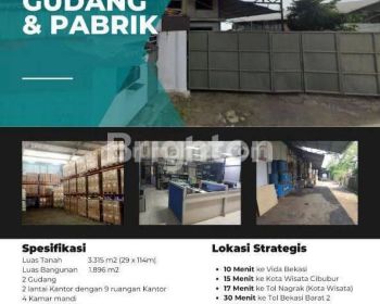 EX PABRIK DAN GUDANG MASIH AKTIF DI BANTAR GEBANG NAROGONG CIBUBUR BEKASI