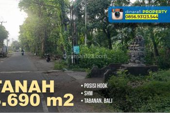 Tanah Hook di Jalan Wagimin , Kediri Tabanan Bali SHM 3.690 m²
