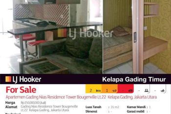 Apartemen Gading Nias Residence Tower Bougenville Lt.22 Kelapa Gading, Jakarta