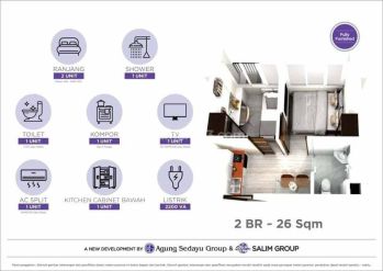 Dijual Cepat Apartemen Osaka Pik2 2br 26m2 Semi Furnish 330jt