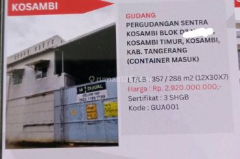 Dijual Gudang di Sentra Kosambi Tangerang