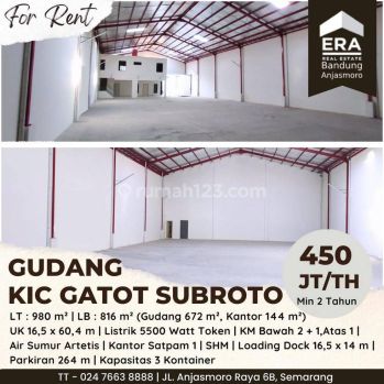 Disewakan Gudang Di Jl. Gatot Subroto Blok 23D, Ngaliyan, Semarang Barat
