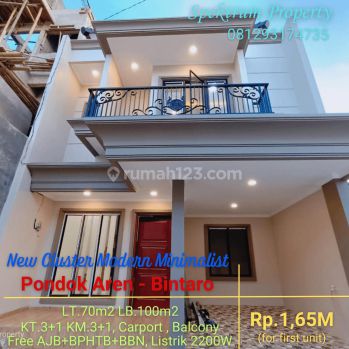 8 unit Rumah baru Modern minimalis Lt.70 Lb.100 Pdk Aren - Bintaro