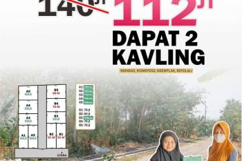 TANAH SISA 2 UNIT SAJA, PROMO BELI 2 BAYAR 112JT