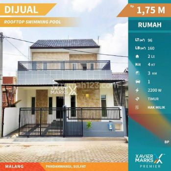 Dijual Rumah Modern Baru + Swimming Pool + Rooftop di Pandanwangi, Sulfat Malang