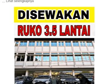 Disewakan Ruko 3,5 LT Lokasi Strategis Row Jalan Luas Akses Mudah Kemana-Mana